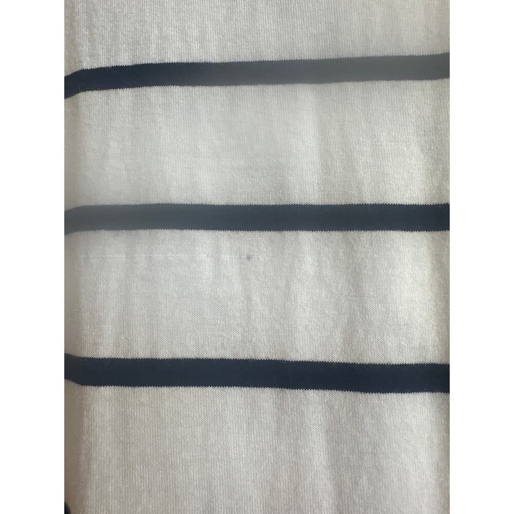 Chico’s Lightweight White with Dark Navy Blue V-Shape Stripes Top - Picture 5 of 8